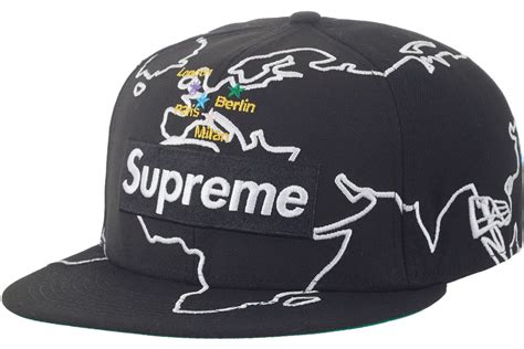 Supreme Worldwide Box Logo New Era Hat Black